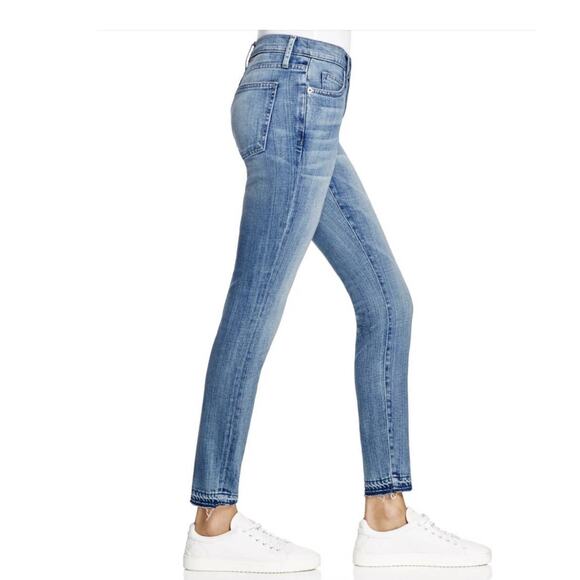 Current/Elliott The Stiletto Released Hem Armour Wash Slim Raw Hem Jeans sz 27 - Picture 1 of 11